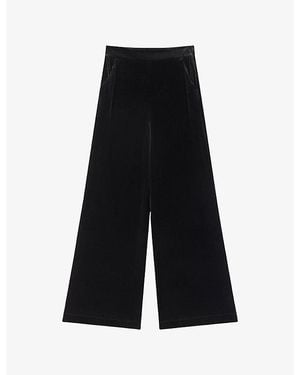 OMNES Livia Wide-Leg High-Rise Stretch-Velvet Trousers - Black