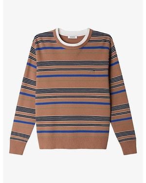 Sandro Striped Knitted Sweater - Brown