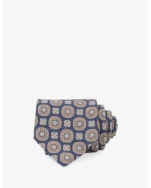 Reiss Alessio Floral-Medallion Print Silk Tie - Gray
