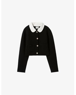 Claudie Pierlot Removable-Collar Cropped Knitted Cardigan - Black
