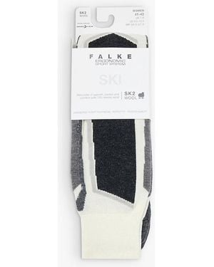 FALKE Sk2 Intermediate Contrast-Panel Wool-Blend Knee-Length Socks - White