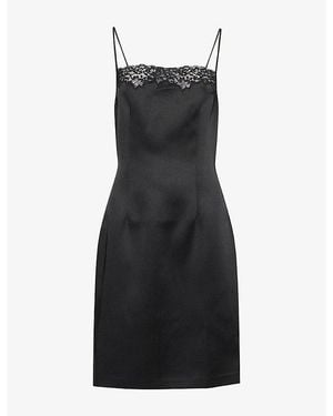 Reformation X Alexa Chung Satin Cocktail Mini Dress - Black