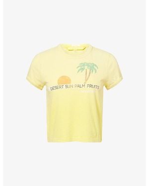 Mother The Itty Bitty Ringer Graphic-Print Cotton T-Shirt - Yellow