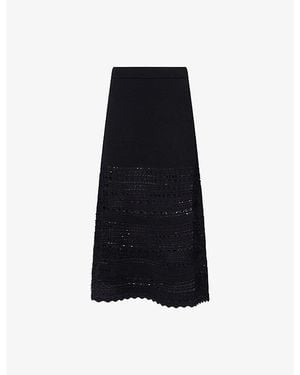 Jonathan Simkhai Westly Open-Stitch Midi Skirt - Black