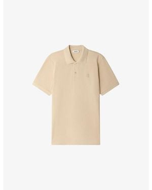 Sandro Branded Short-Sleeved Cotton-Piqué Polo Shirt - Natural