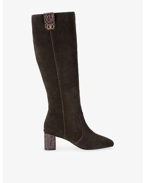Kurt Geiger Chelsea Trim Heeled Suede Knee-High Boots - Black