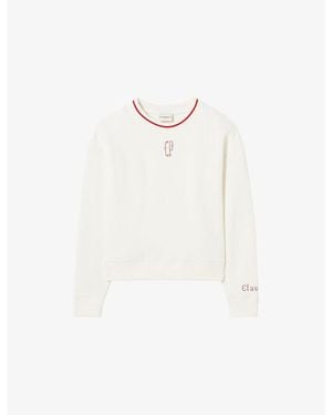 Claudie Pierlot Brand-Embroidered Relaxed-Fit Cotton-Jersey Sweatshirt - White