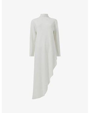 eem High-Neck Asymmetric Knitted Tunic Dress - White