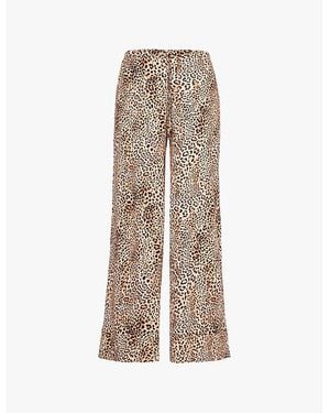 Skin Christina Leopard-Print Wide-Leg Organic Pima-Cotton Trousers - Natural