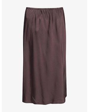 Vince Lace-Trim Satin Midi Skirt - Brown