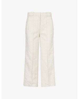 ME+EM Textured Straight-Leg Cropped Woven Pants - White