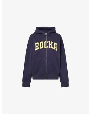 Ru & Rocka Varsity Brand-Patch Cotton-Blend Hoody - Blue