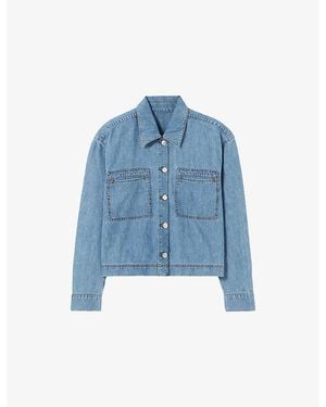 Claudie Pierlot Oversized Chest-Pocket Denim Shirt - Blue