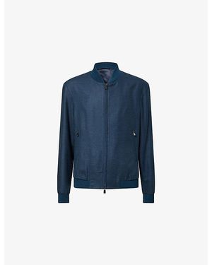 Corneliani Relaxed-Fit Silk And Wool-Blend Bomber Jacket - Blue