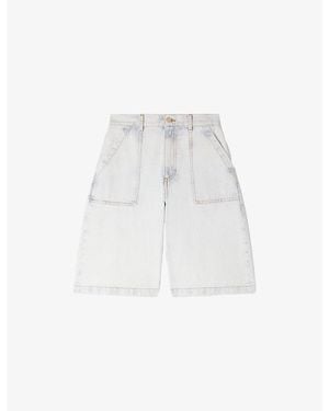 Sandro Straight-Leg Faded-Wash Denim Bermuda Shorts - White