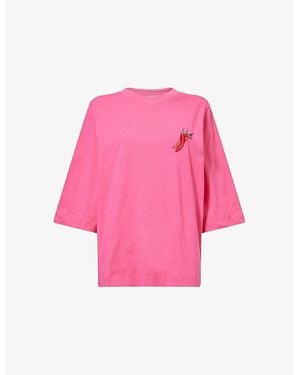 FARM Rio Spicy Pepper Relaxed-Fit Cotton-Jersey T-Shirt - Pink