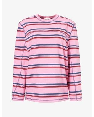 Damson Madder Samara Striped Boxy Cotton Top - Pink