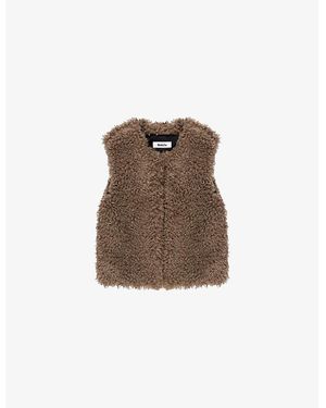 Ro&zo Shaggy-Sleeveless Faux-Fur Gilet - Brown