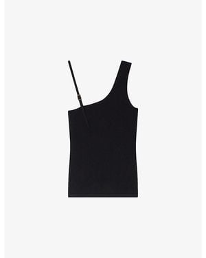 Sandro Asymmetric Slim-Fit Stretch-Knit Jumper - Black