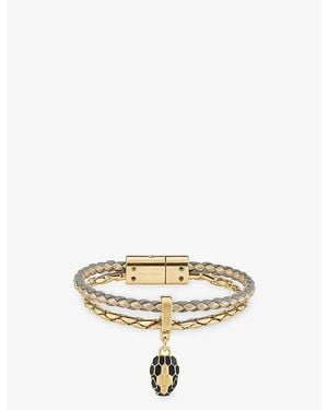 BVLGARI Serpenti Forever Small Brass And Leather Bracelet - Metallic