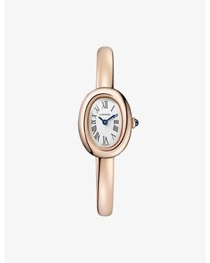 Cartier Baignoire Mini Size 15 18Ct Rose- Quartz Watch 24.6Mm - White