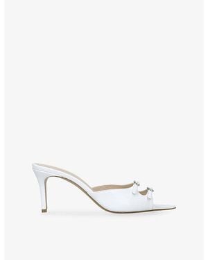 Andrea Wazen Carol 75 Leather Heeled Mules - White
