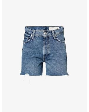Rag & Bone Vintage Frayed-Hem Denim Shorts - Blue