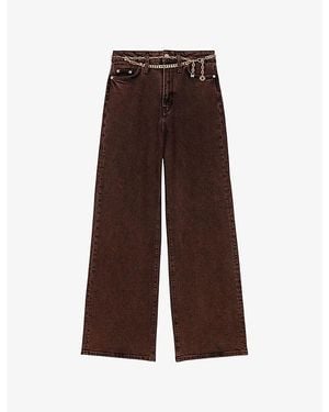 Maje Flared Mid-Rise Stretch-Denim Jeans - Brown
