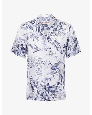 Orlebar Brown Maitan Nature-Print Linen Shirt - Blue