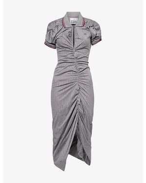 Vivienne Westwood Polo-Collar Pulling Cotton Midi Dress - Grey