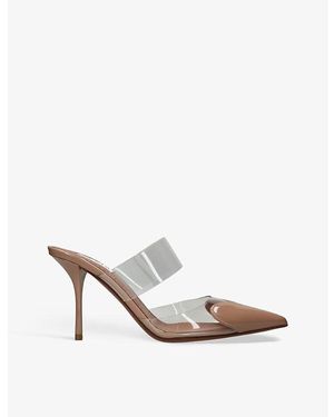 Alaïa Cœur 90 Point-Toe Patent-Leather Mules - White