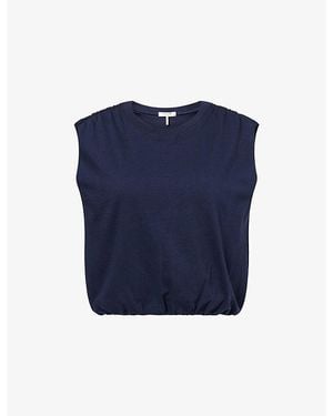 Rag & Bone Mica Bubble-Hem Cotton Top - Blue