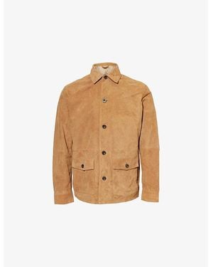 Hackett Patch-Pocket Regular-Fit Suede Jacket - Natural
