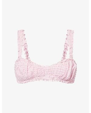 Jonathan Simkhai Evander Ruched Bikini Top - Pink