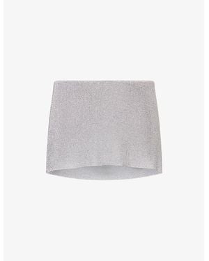 Peachy Den The Amelia Metallic Woven Skort - White