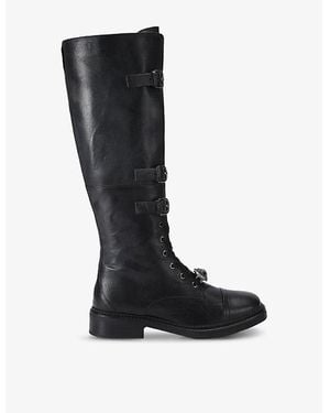 Kurt Geiger Leather Monument Strap Knee-High Boots - Black