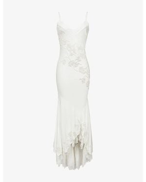 House Of Cb Anastelle Bead-Embellished Satin Bridal Gown Xs (A-C Cup) - White