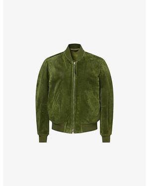 Tom Ford Perforated Cashmere Suede Bomber Jacket - Green