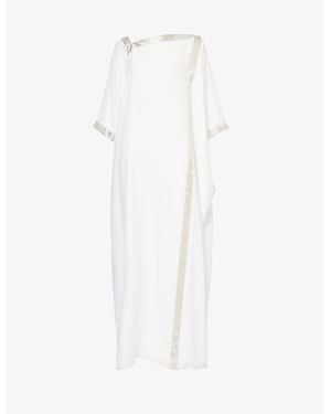 eem Off Contrast-Trim Woven Kaftan - White