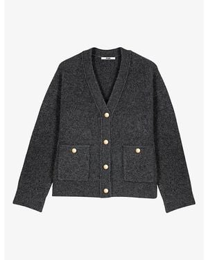 Maje Button-Embellished Relaxed-Fit Yak Wool-Blend Cardigan - Black