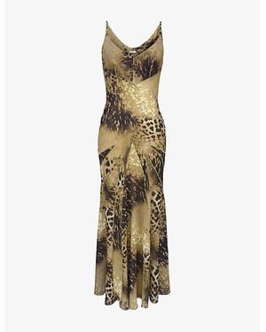 House Of Cb Sacha Georgette Panelled Woven Maxi Dress Xs (A-C Cup) - Metallic