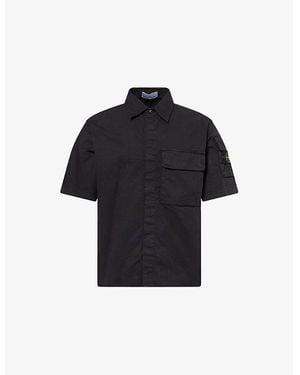 Stone Island Supima Short-Sleeve Cotton-Blend Shirt - Black