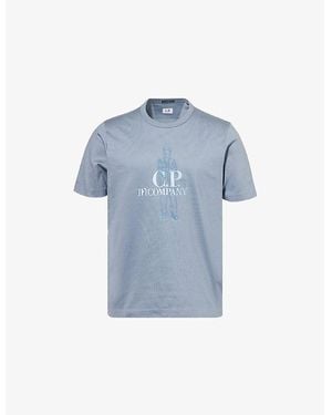 C.P. Company Mercer Twisted Logo-Embroidered Cotton T-Shirt - Blue