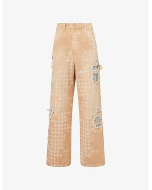 Amiri Repair Distressed Canvas Denim Trousers - Natural