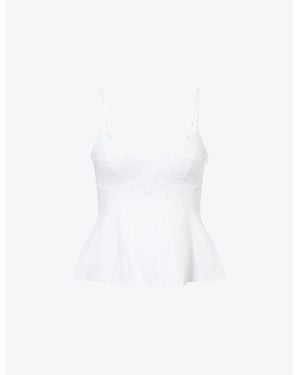 4th & Reckless Kaia Shoulder-Straps Cotton-Poplin Top - White