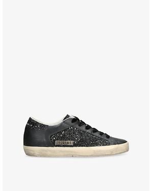 Golden Goose Super Star 90100 Glitter-Embellished Leather Low-Top Trainers - Black