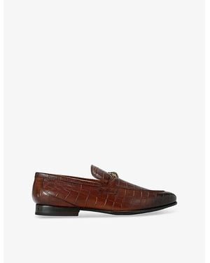 Kurt Geiger Alton Croc Leather Loafers - Brown