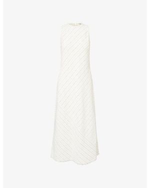 ME+EM Textured Bias-Cut Cotton And Linen Blend Maxi Dress - White