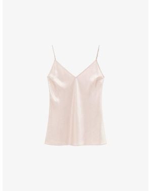 JOSEPH Clea V-Neck Silk-Satin Camisole Top - Pink