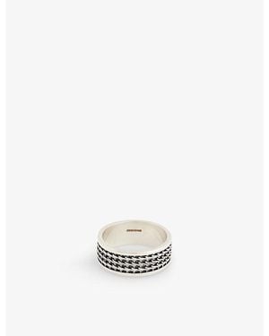 Serge Denimes Kusari Geometric-Pattern Sterling- Ring - White